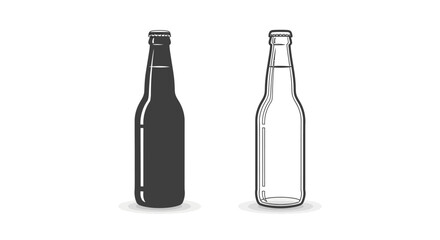 Vector Illustration of Beer Bottles: Silhouette and Outline Designs