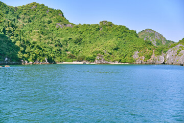 Halong Bay, a UNESCO World Heritage Site, during daytime.
