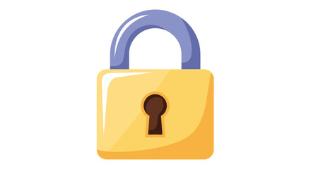 Cartoonish Yellow Padlock with Purple Hinge