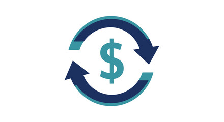 Circular Dollar Sign with Intertwined Arrows, Showing Financial Circulation