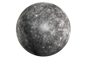 Full View of Mercury Craters, Blemishes, and a Stunning Planetary Display on White