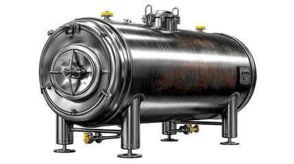Industrial Storage Vessel: A gleaming cylindrical storage vessel, crafted from polished metal, stands as a testament to industrial precision and efficiency.