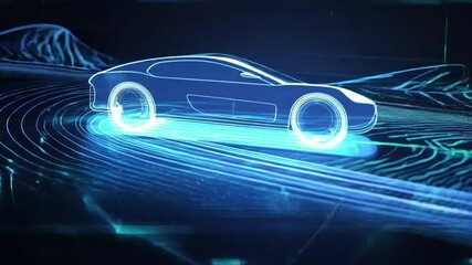 Futuristic car design with glowing lines in digital style   - Powered by Adobe