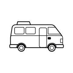 Line Art of a Camper Van Icon Design Vector Illustration