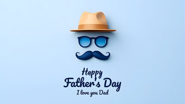 Father’s Day Card – Hat, Sunglasses, and Mustache with Heartfelt Message