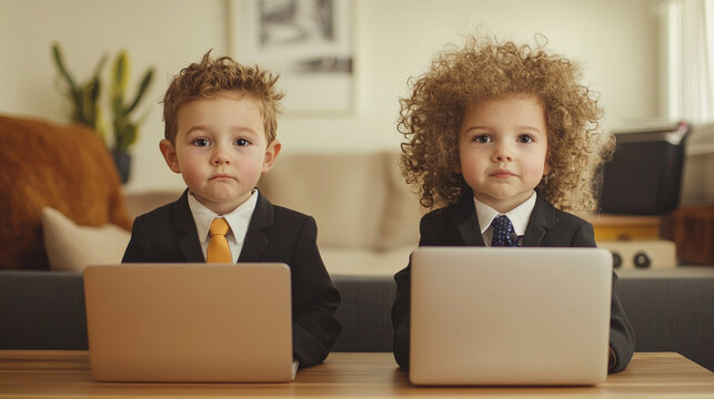Kids Dressed Like Adults Doing Office Work