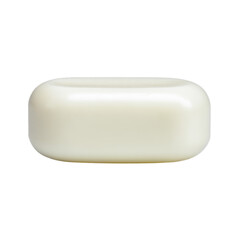 White bar of soap with rounded edges. Isolated white background. Png format