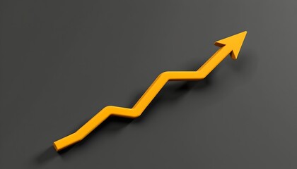 arrow up 3d, price growth chart, on black background