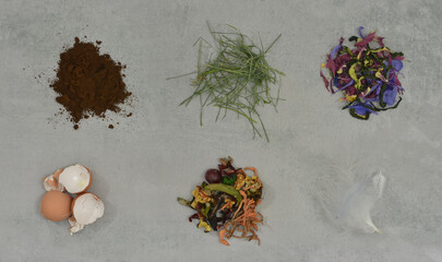 Composting education part two, elements for green compost layer grouped into six kinds: fruit...