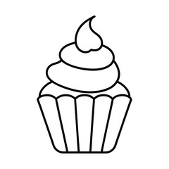 Line Art of a Cupcake with Frosting Icon Design Vector Illustration
