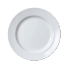 Basic white ceramic plate. Isolated white background. Png format