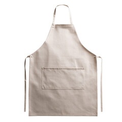 Folded kitchen apron in neutral color. Isolated white background. Png format