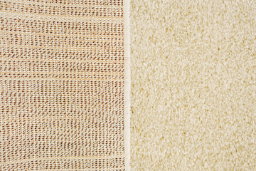 close-up. beige Interior pile carpet made of polypropylene.