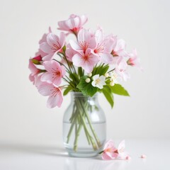 Fototapeta premium A beautiful spring bouquet of pink chrysanthemum flowers blossoms in a vase, highlighting nature's blooming beauty