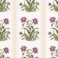 Vector Hand drawn colourful geometric flowers, seamless patterns with floral for fabric, textiles, clothing, wrapping paper, backdrop, banner, illustration, abstract backgrounds.

