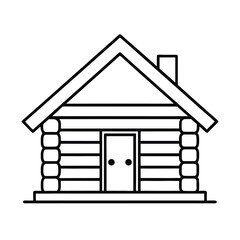 Line Art of a Log Cabin Icon Design Vector Illustration