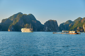 Halong Bay, a UNESCO World Heritage Site, during daytime.