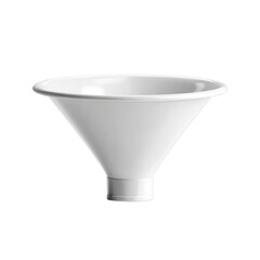 Plastic funnel with wide opening. Isolated white background. Png format