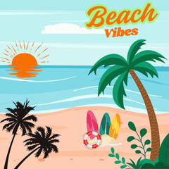 Tropical island paradise with sun, sand, and palm trees, perfect for a summer beach vacation