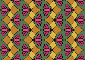  Trellis Pattern Seamless Pattern Yellow Pink Brown(No AI)
