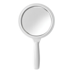 Small handheld mirror with plastic frame. Isolated white background. Png format