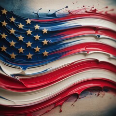 American Flag Bold Paint Strokes Independence Day Celebration