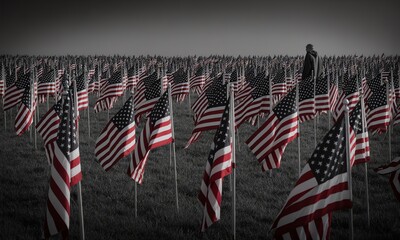 American Flag Field Memorial Day Veterans Day Remembering Service
