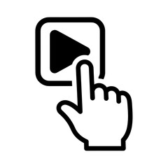 Hand pointing to play button