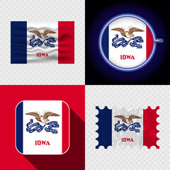 Creative Iowa Flag Icon Set Collection.