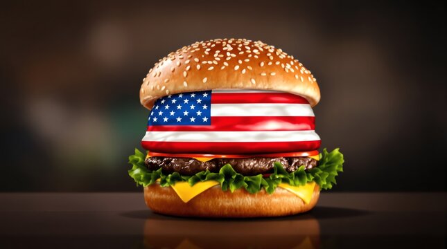 American Flag Burger Patriotic Fast Food Independence Day Treat