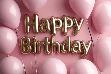 golden and pink balloons on pink background