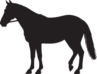 Obraz premium Harness Horse in silhouette vector pure white background.