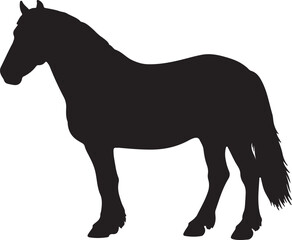  Lithuanian Heavy Draught horse in silhouette pure white background.