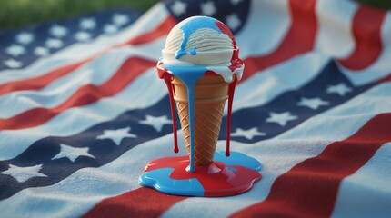 American Ice Cream Cone Patriotism Independence Day Summer Fun