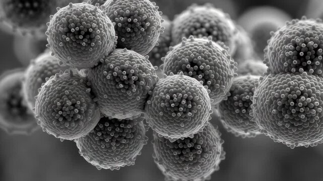 Close-Up of Solid Lipid Nanoparticle Aggregates Under Microscope for Scientific Research