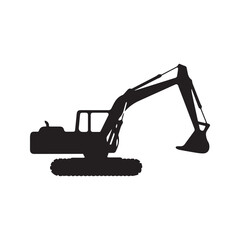 Excavator Silhouette Icon for Construction Equipment and Industrial Use
