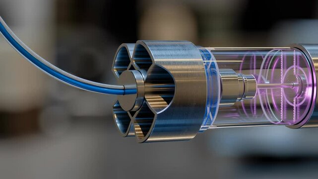 Close-Up of HPLC Column Outlet with Refractive Index Visualization and High Detail Capture