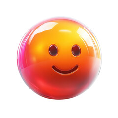 Fototapeta premium Shiny Happy Emoji Icon 3D Render with Gradient Colors and a Smooth Surface on transparent background