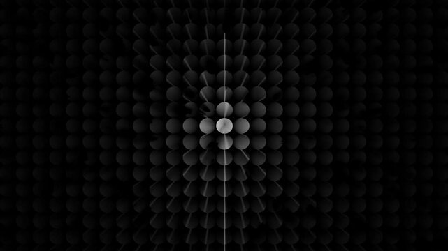 Futuristic dark 3d grid with glowing gray core, Abstract digital motion background