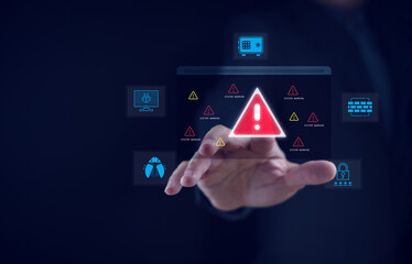 warning email cybersecurity alert, scam message interacts with a laptop displaying email alerts, symbolizing digital communication urgency of notifications. email threat, phishing attack, malware data