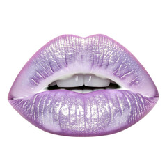 Fototapeta premium Glamorous lips with shiny light purple lipstick on a background for cosmetic designs and beauty advertising