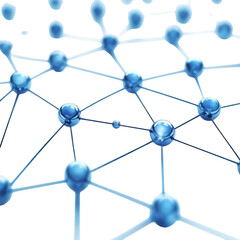 Abstract blue network connection 3D illustration digital art structure on transparent background