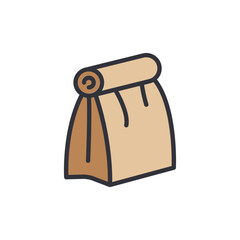 Isolated Rolled Paper Bag Icon With A Cute Cartoonish Look