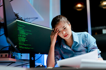 Stressed programmers, working overtime, developers feeling frustrated while fixing complex code...