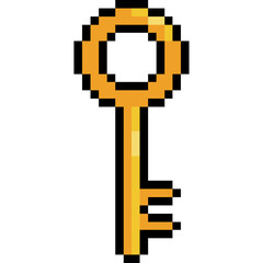 Pixel art golden key. Golden key in arcade game