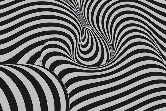 Hypnotic black and white stripes create optical illusion of depth and movement