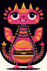 Fototapeta premium Colorful Cartoon Dragon Character with Playful Design and Unique Features