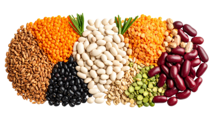 Mixed Legumes and cereals isolated on White Background