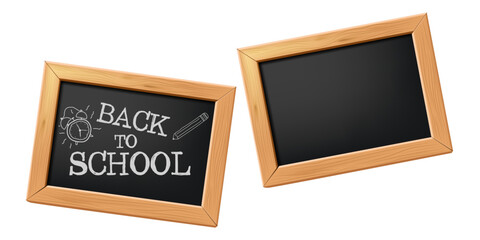 empty blackboard and back to school text word drawn blackboard isolated on the white background.education and school concept clip art vector illustration.