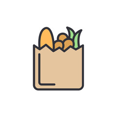 Illustration Of A Paper Bag Filled With Various Food Items